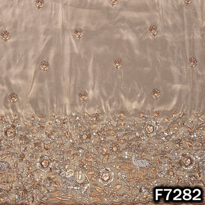 Cut Dana Pearl Thread Zari Sequins Work Shimmer Tissue Fabric - F7282