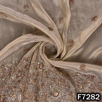 Cut Dana Pearl Thread Zari Sequins Work Shimmer Tissue Fabric - F7282