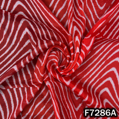 Zig Zag Print Dual Tone Chinnon Chiffon Fabric - F7286