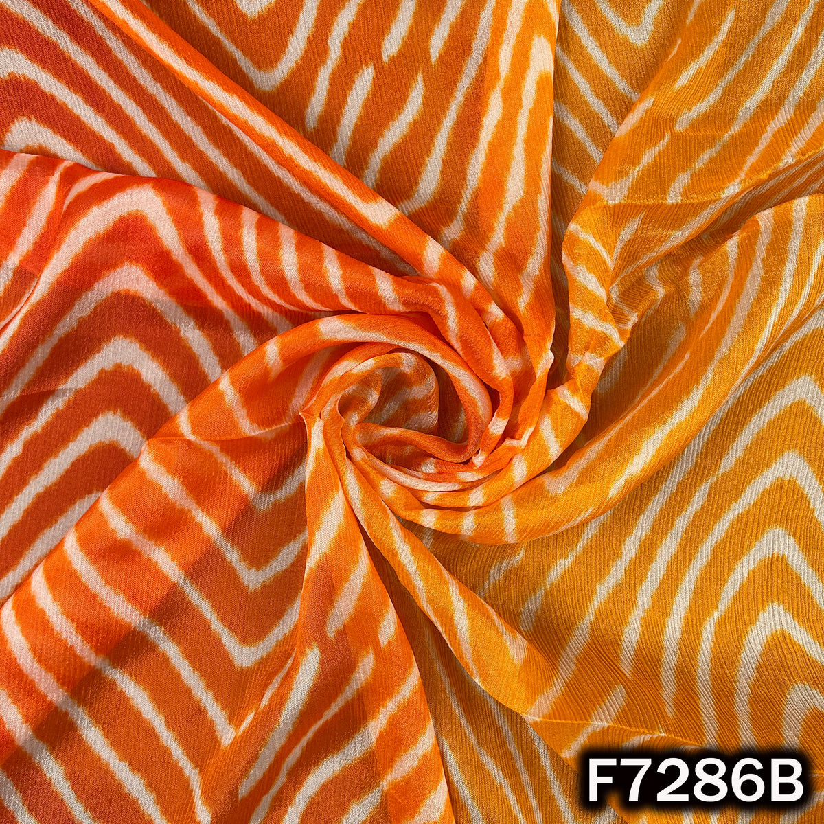 Zig Zag Print Dual Tone Chinnon Chiffon Fabric - F7286