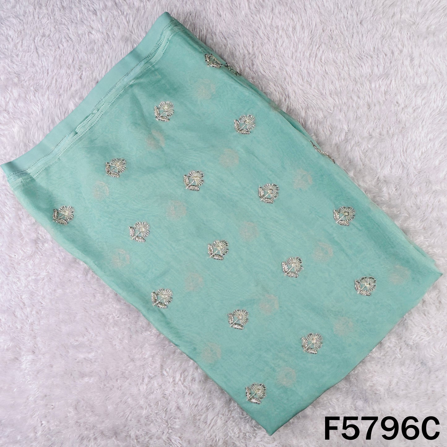 Cut Dana Zari Sequins Work Organza Fabric - F5796