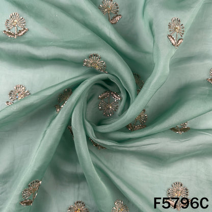 Cut Dana Zari Sequins Work Organza Fabric - F5796