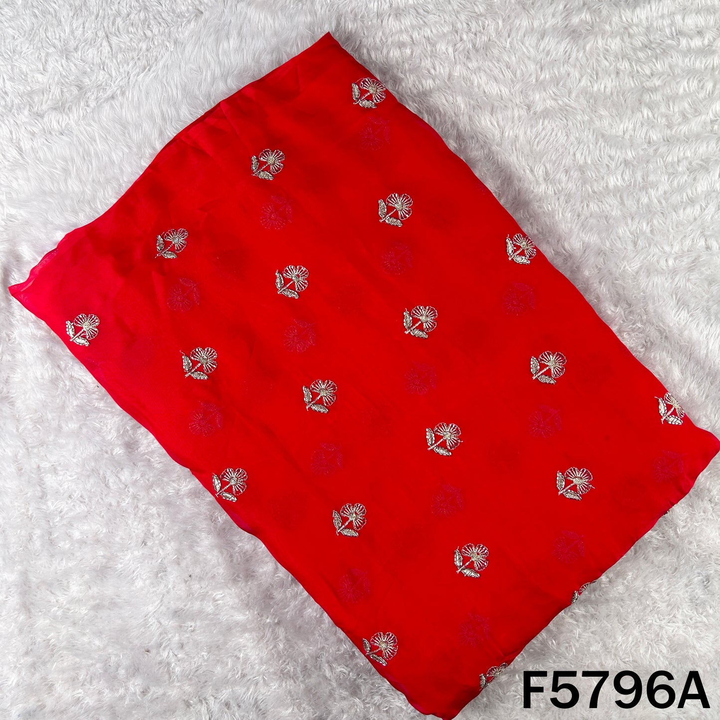 Cut Dana Zari Sequins Work Organza Fabric - F5796