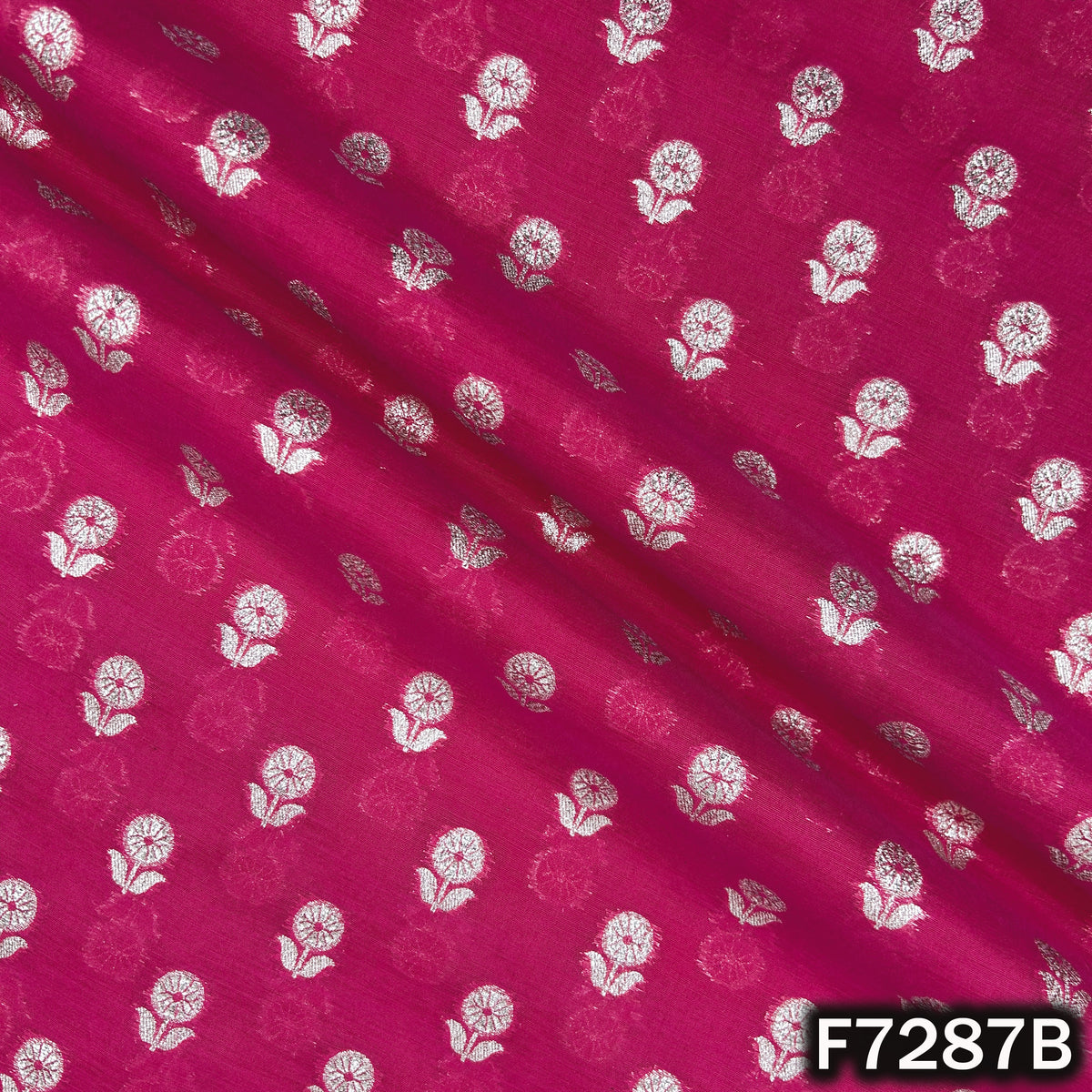 Zari Buti Chanderi Silk Fabric - F7287
