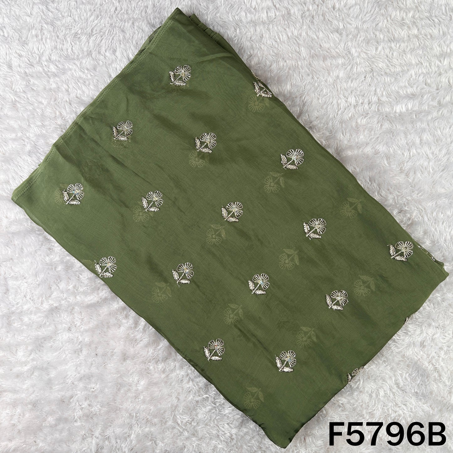 Cut Dana Zari Sequins Work Organza Fabric - F5796