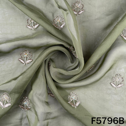 Cut Dana Zari Sequins Work Organza Fabric - F5796
