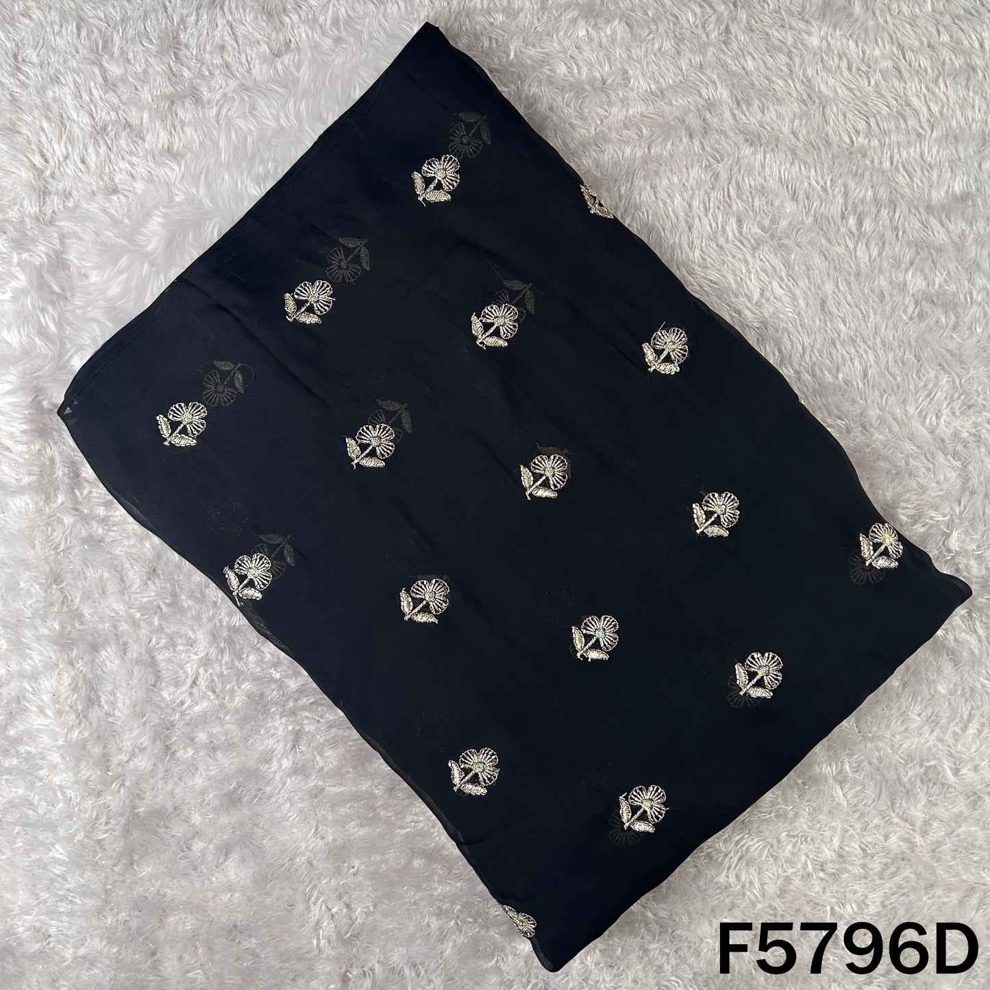 Cut Dana Zari Sequins Work Organza Fabric - F5796