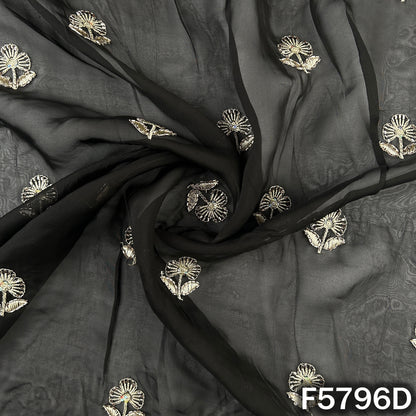 Cut Dana Zari Sequins Work Organza Fabric - F5796