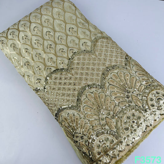 Dyeable Thread Sequins Embroidered Tissue Fabric-F3573