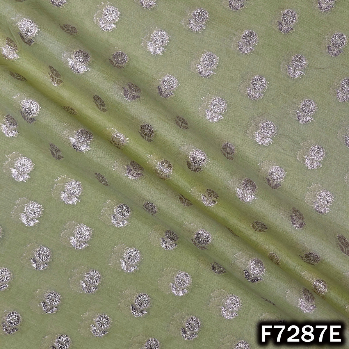 Zari Buti Chanderi Silk Fabric - F7287