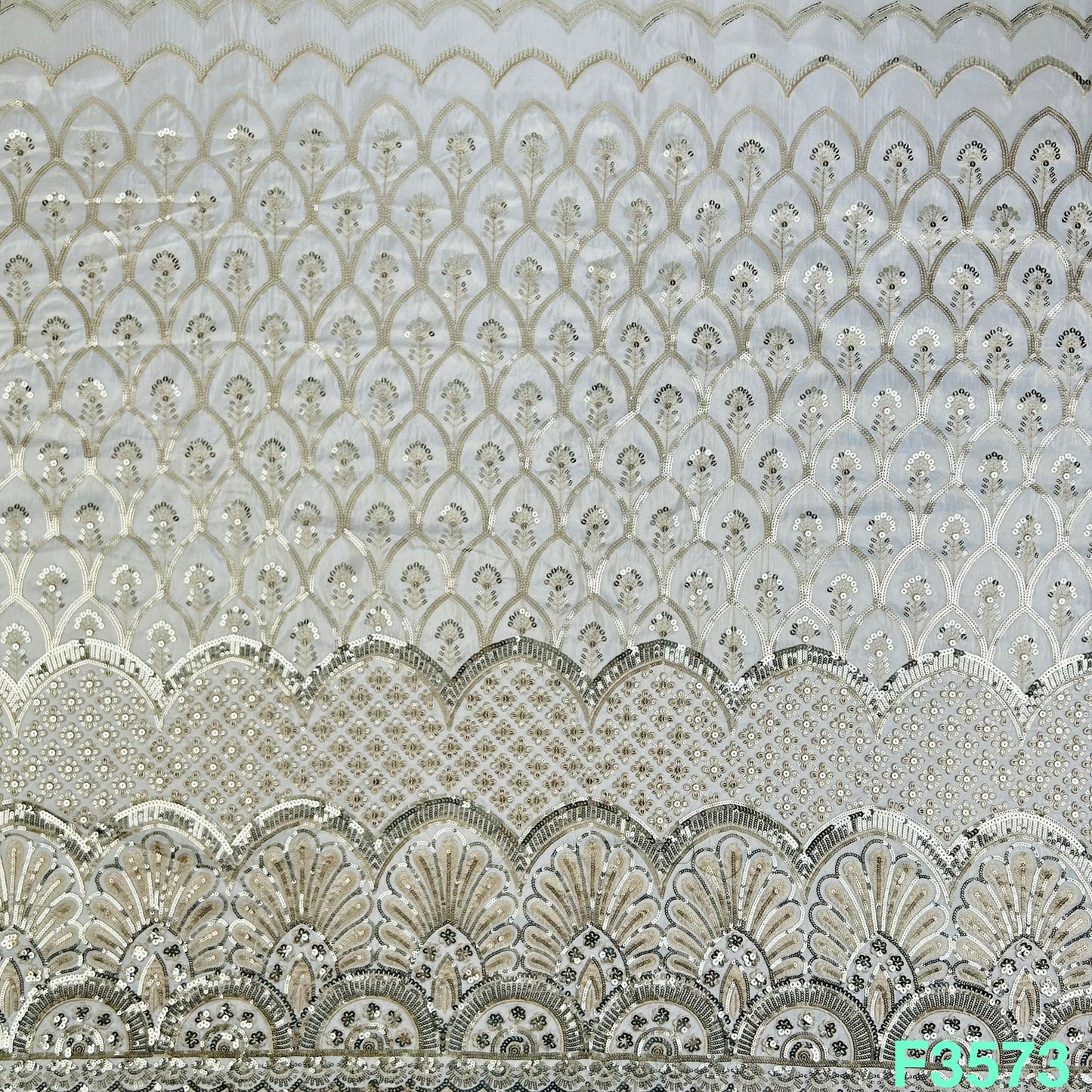 Dyeable Thread Sequins Embroidered Tissue Fabric-F3573