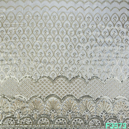 Dyeable Thread Sequins Embroidered Tissue Fabric-F3573
