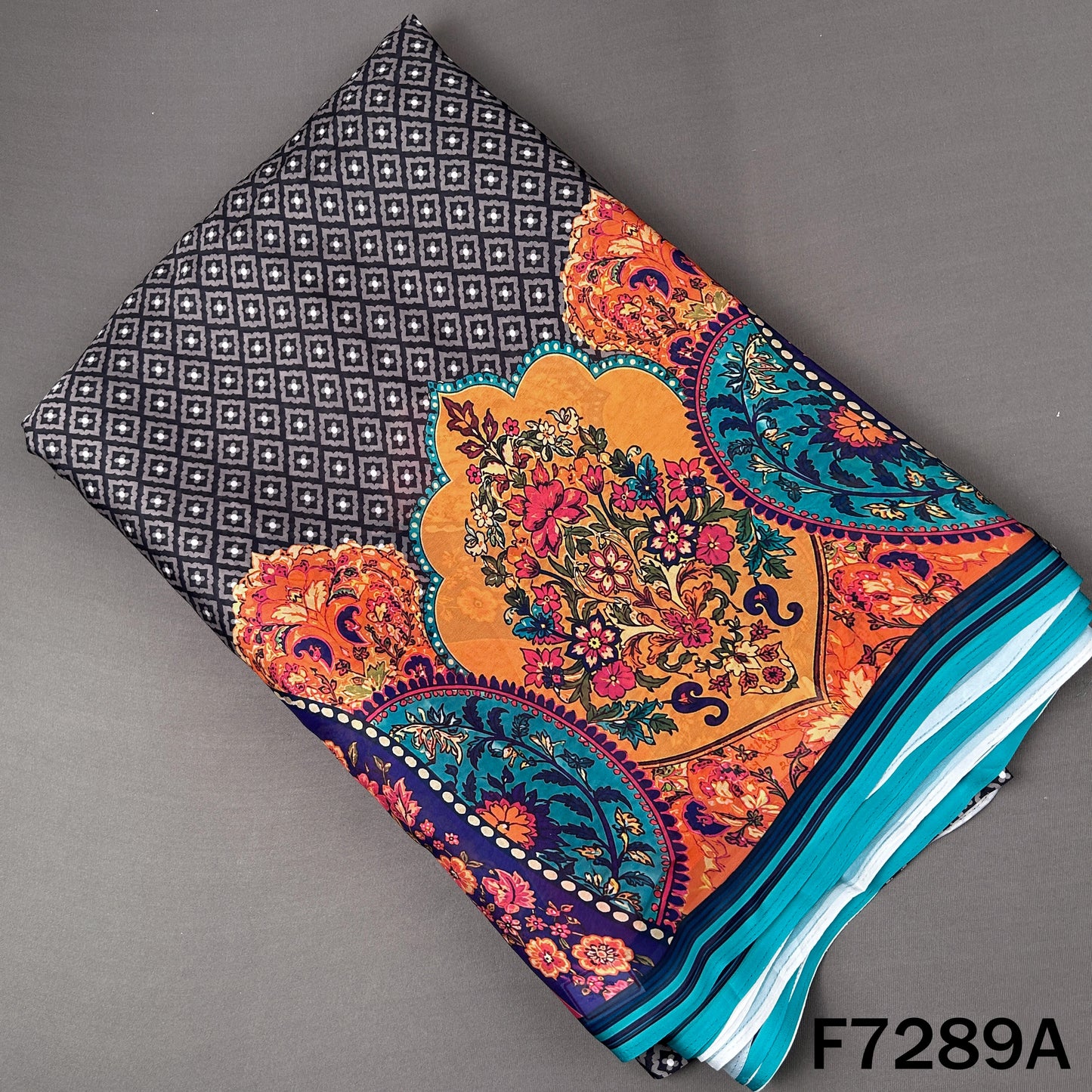Digital Print Crepe Satin Fabric - F7289