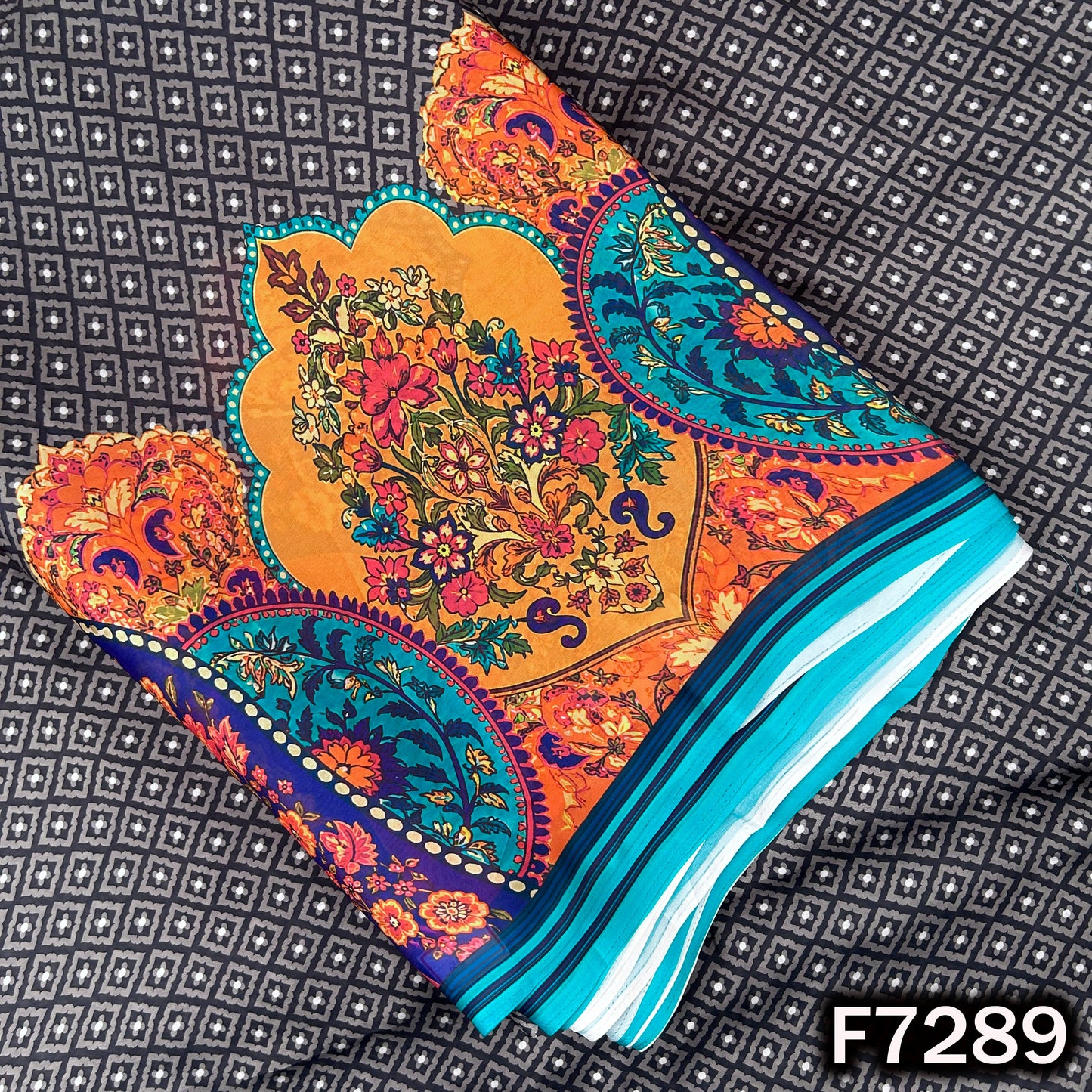 Digital Print Crepe Satin Fabric - F7289