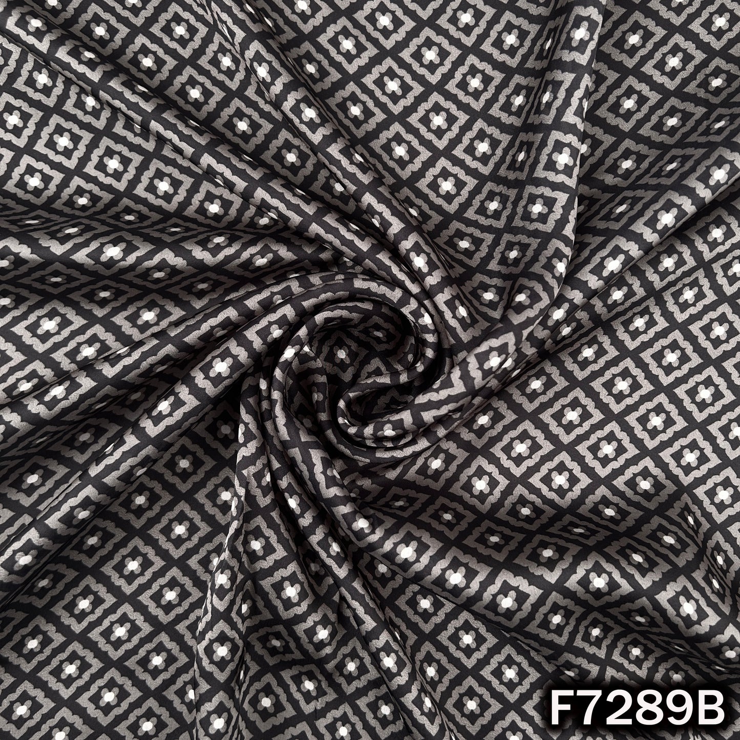 Digital Print Crepe Satin Fabric - F7289
