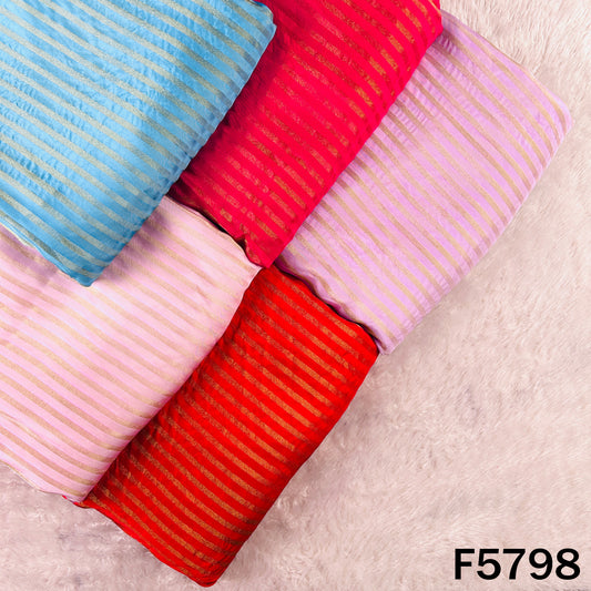 Zari Self Stripes Dola Silk Fabric - F5798