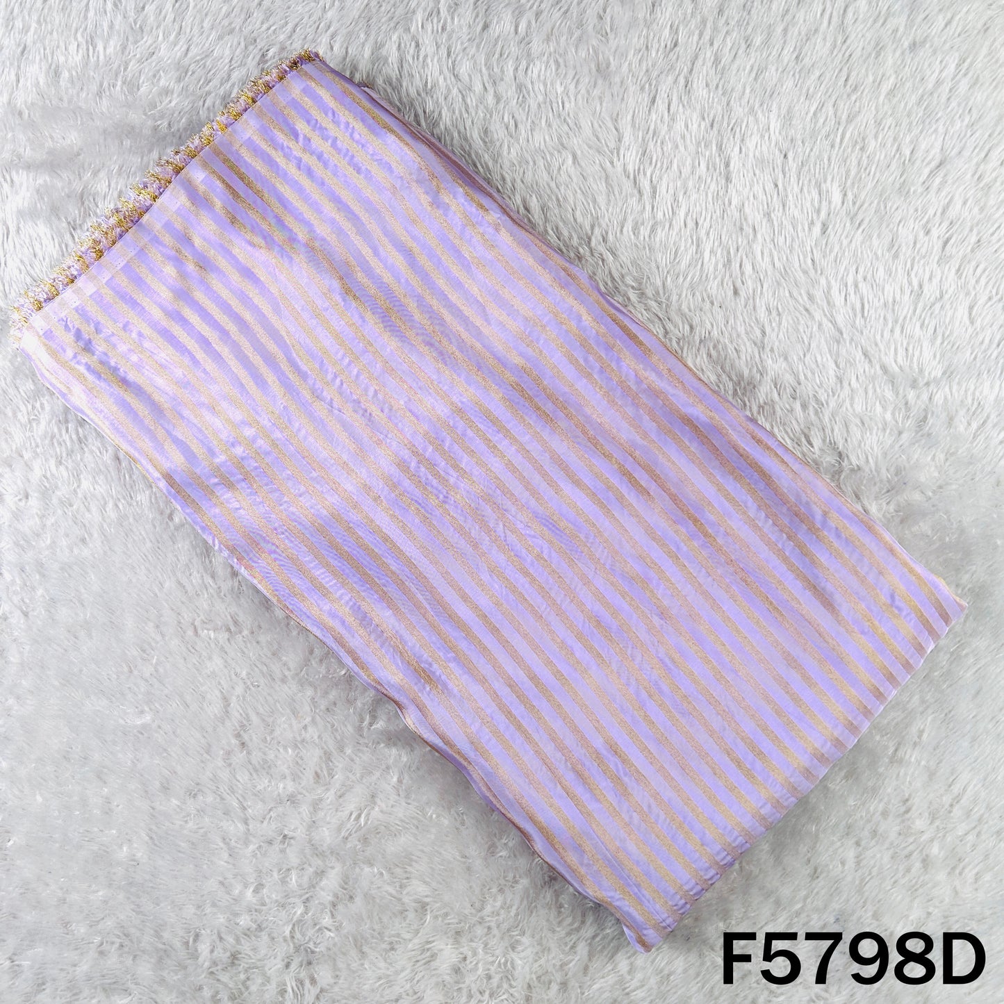 Zari Self Stripes Dola Silk Fabric - F5798