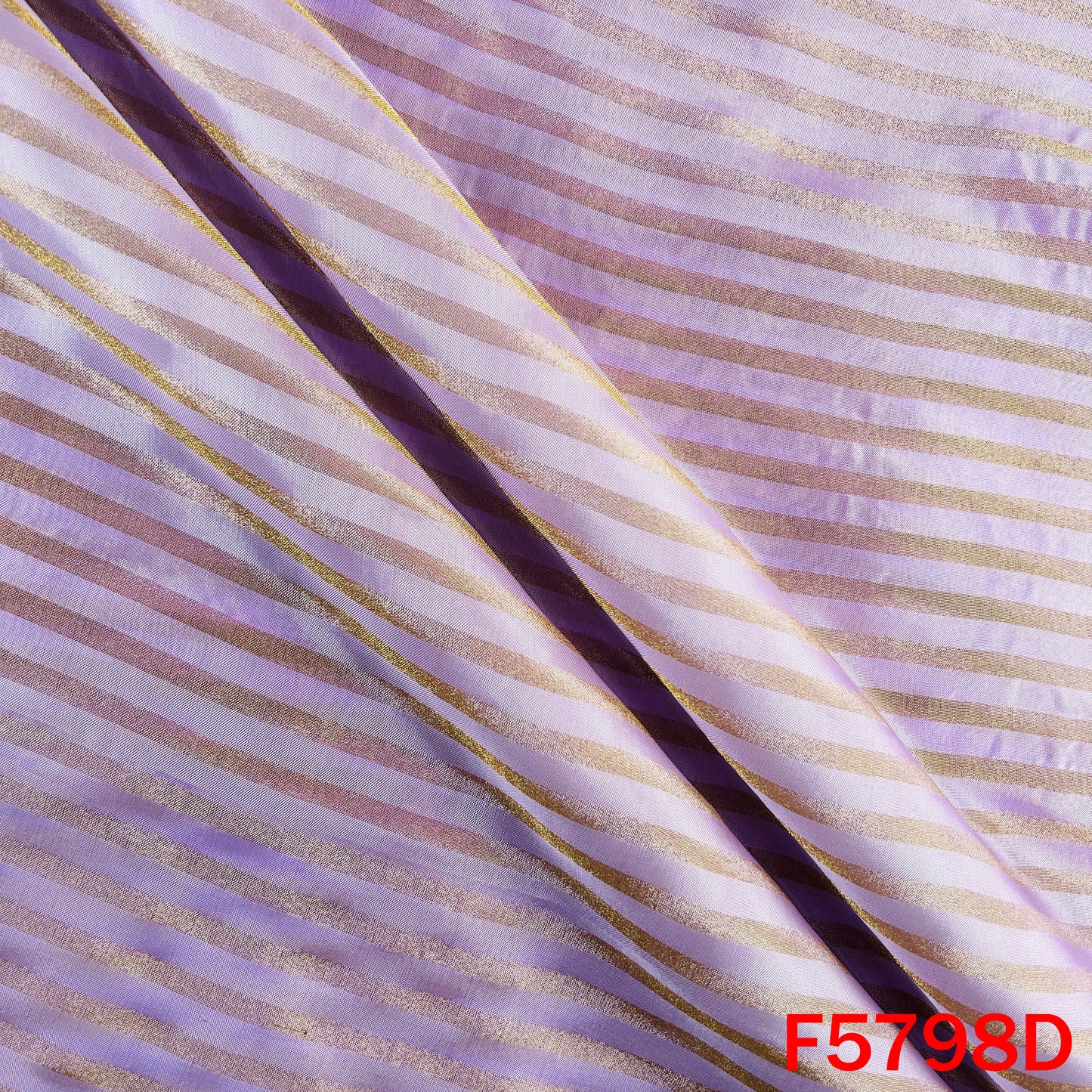 Zari Self Stripes Dola Silk Fabric - F5798