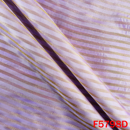 Zari Self Stripes Dola Silk Fabric - F5798