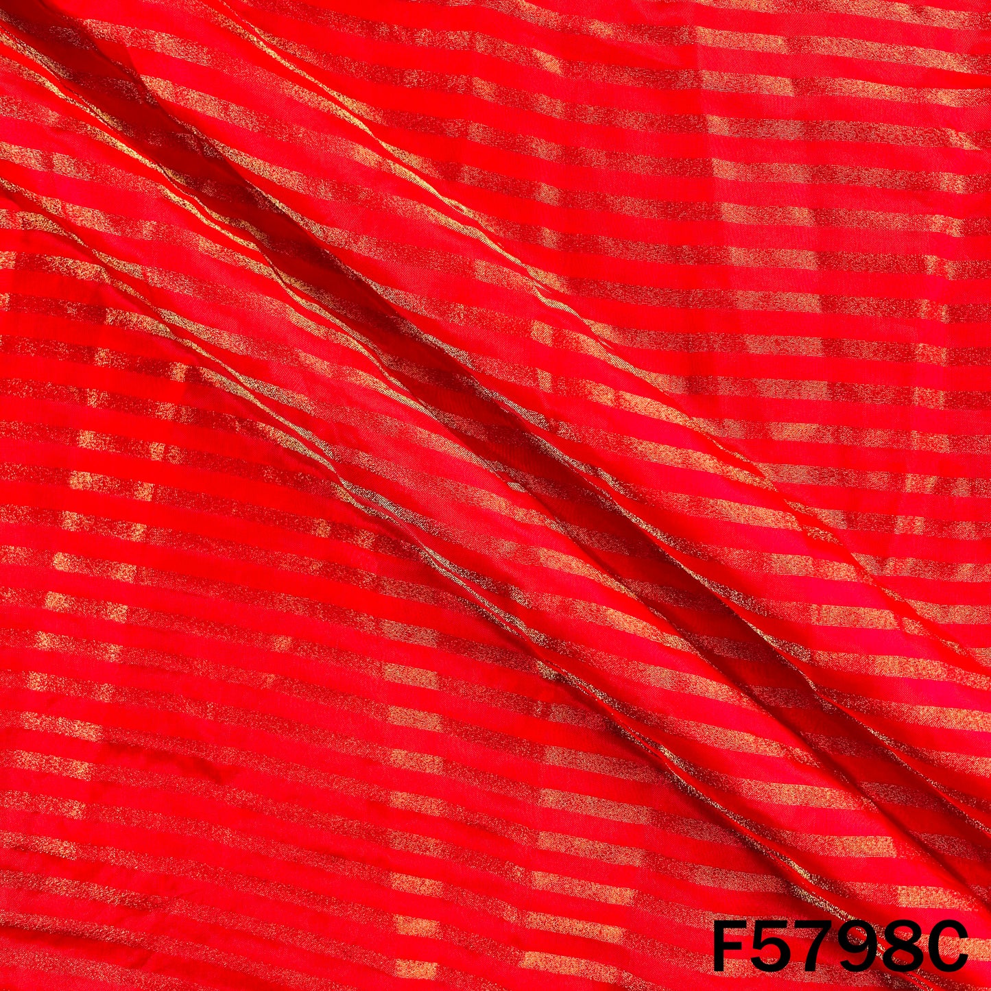 Zari Self Stripes Dola Silk Fabric - F5798