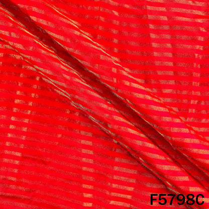 Zari Self Stripes Dola Silk Fabric - F5798