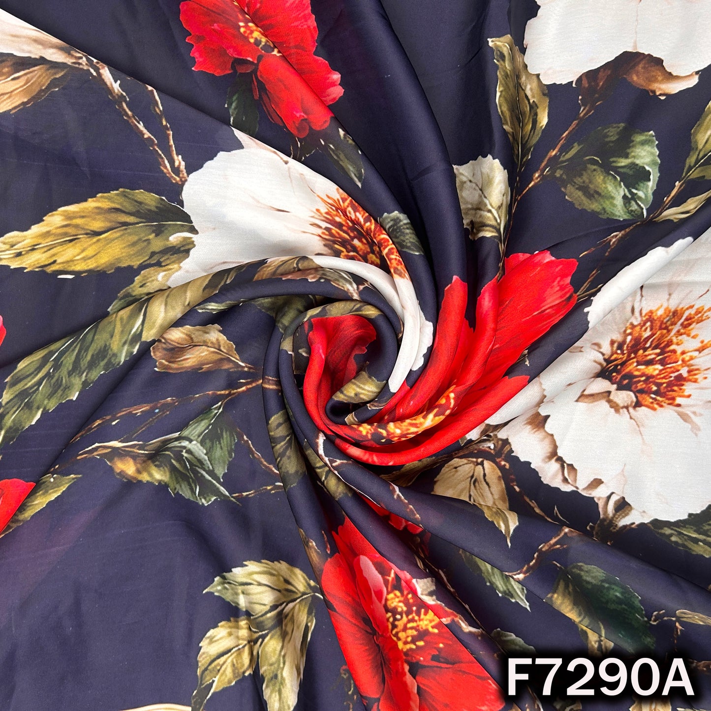 Digital Print Crepe Satin Fabric - F7290