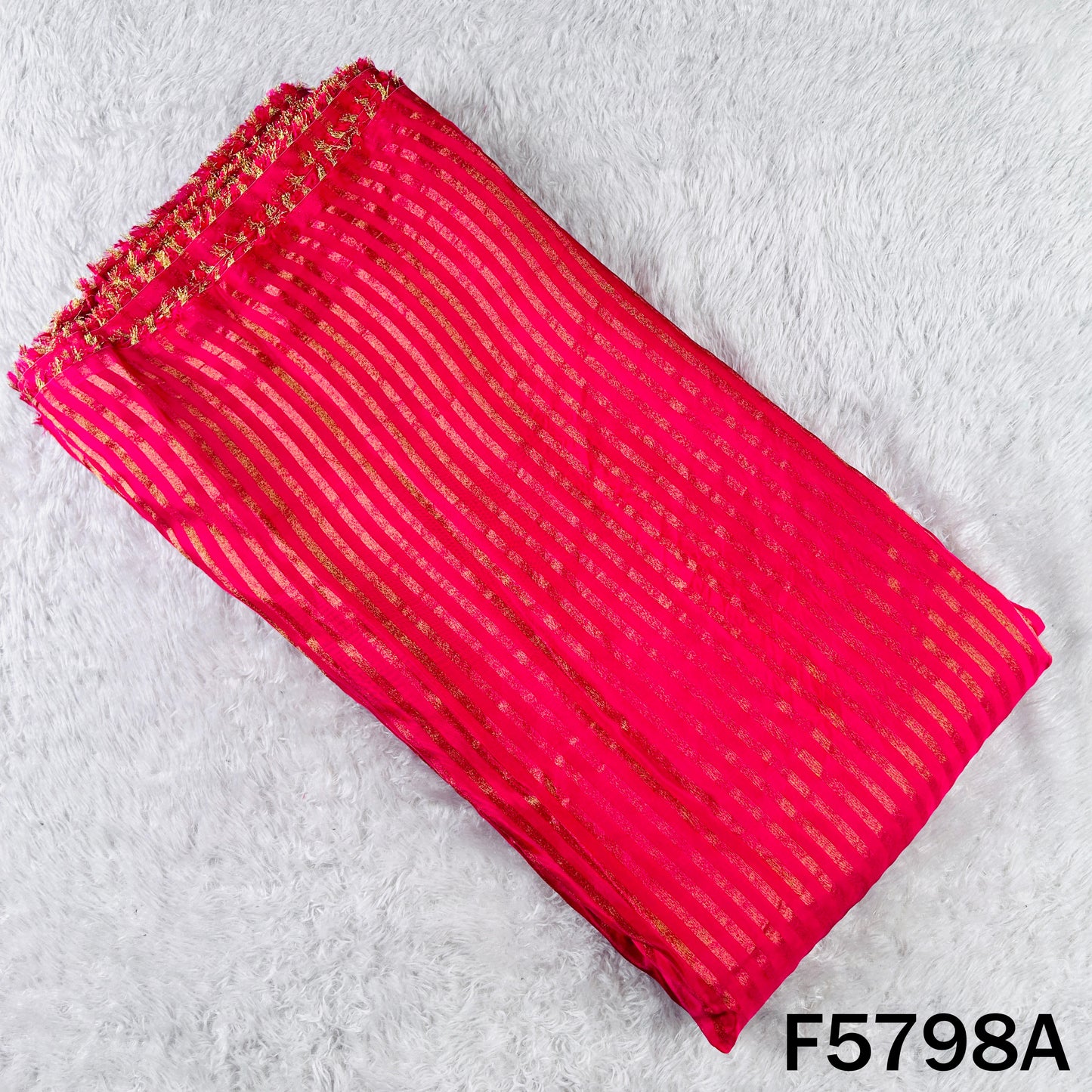 Zari Self Stripes Dola Silk Fabric - F5798