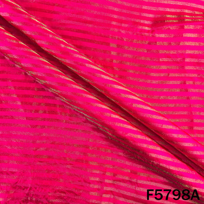 Zari Self Stripes Dola Silk Fabric - F5798