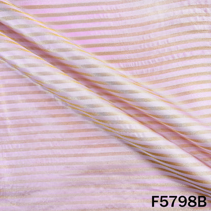 Zari Self Stripes Dola Silk Fabric - F5798