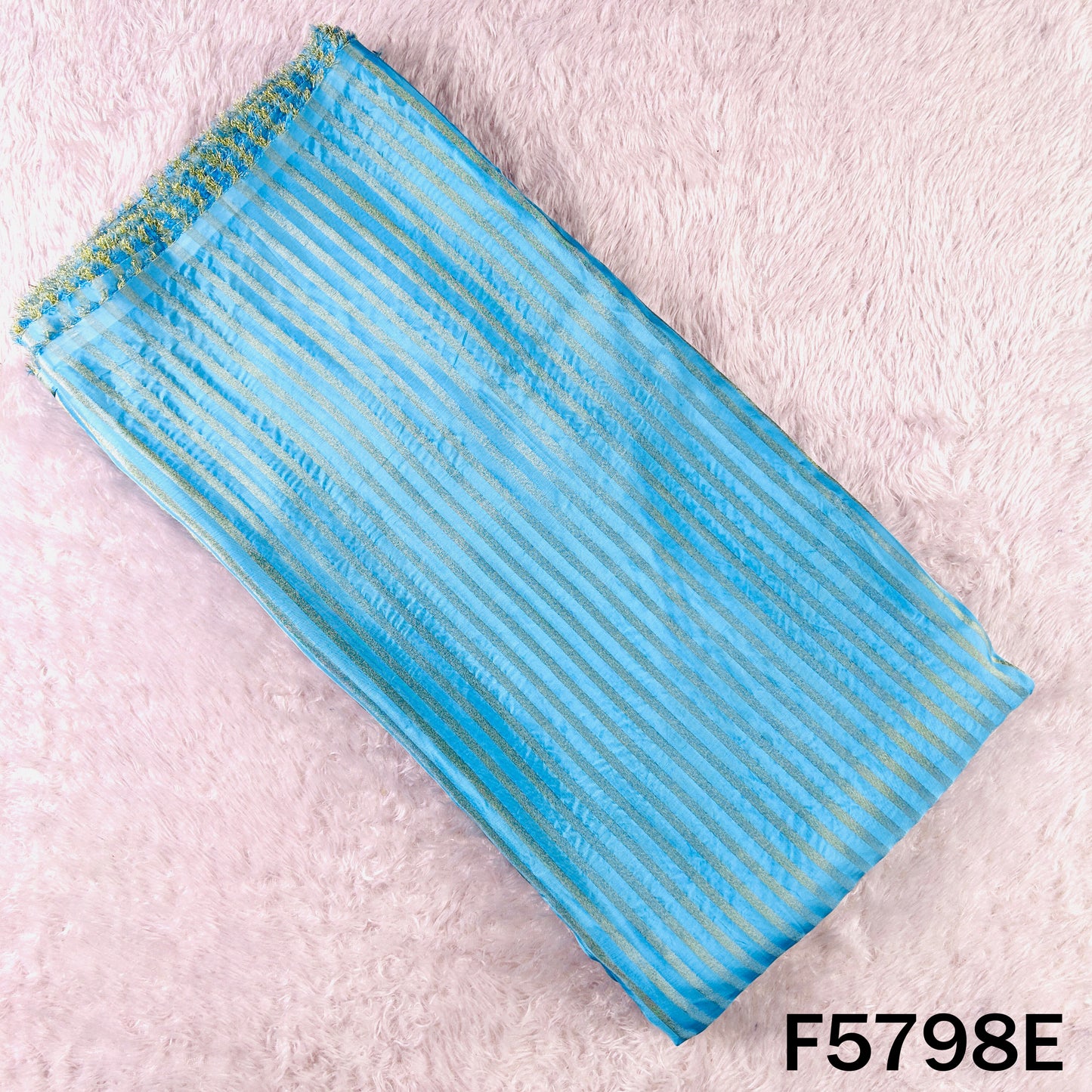 Zari Self Stripes Dola Silk Fabric - F5798