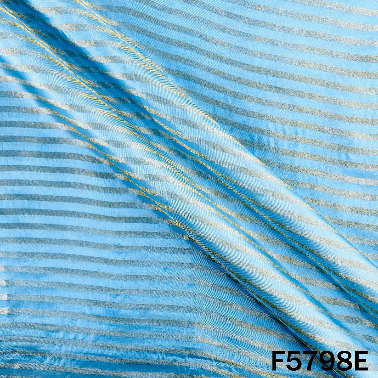 Zari Self Stripes Dola Silk Fabric - F5798