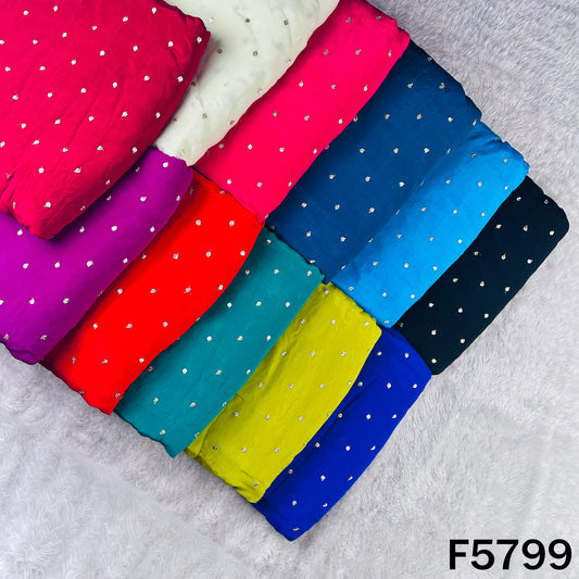 Zari Sequins Work Chinnon Chiffon Fabric - F5799