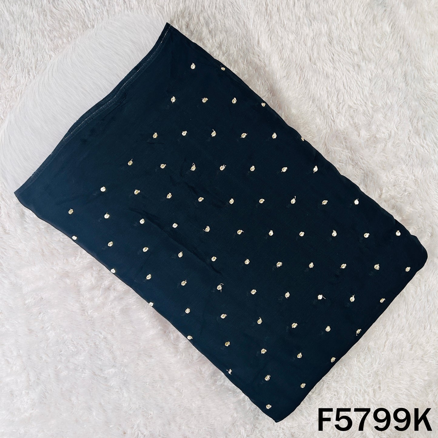 Zari Sequins Work Chinnon Chiffon Fabric - F5799