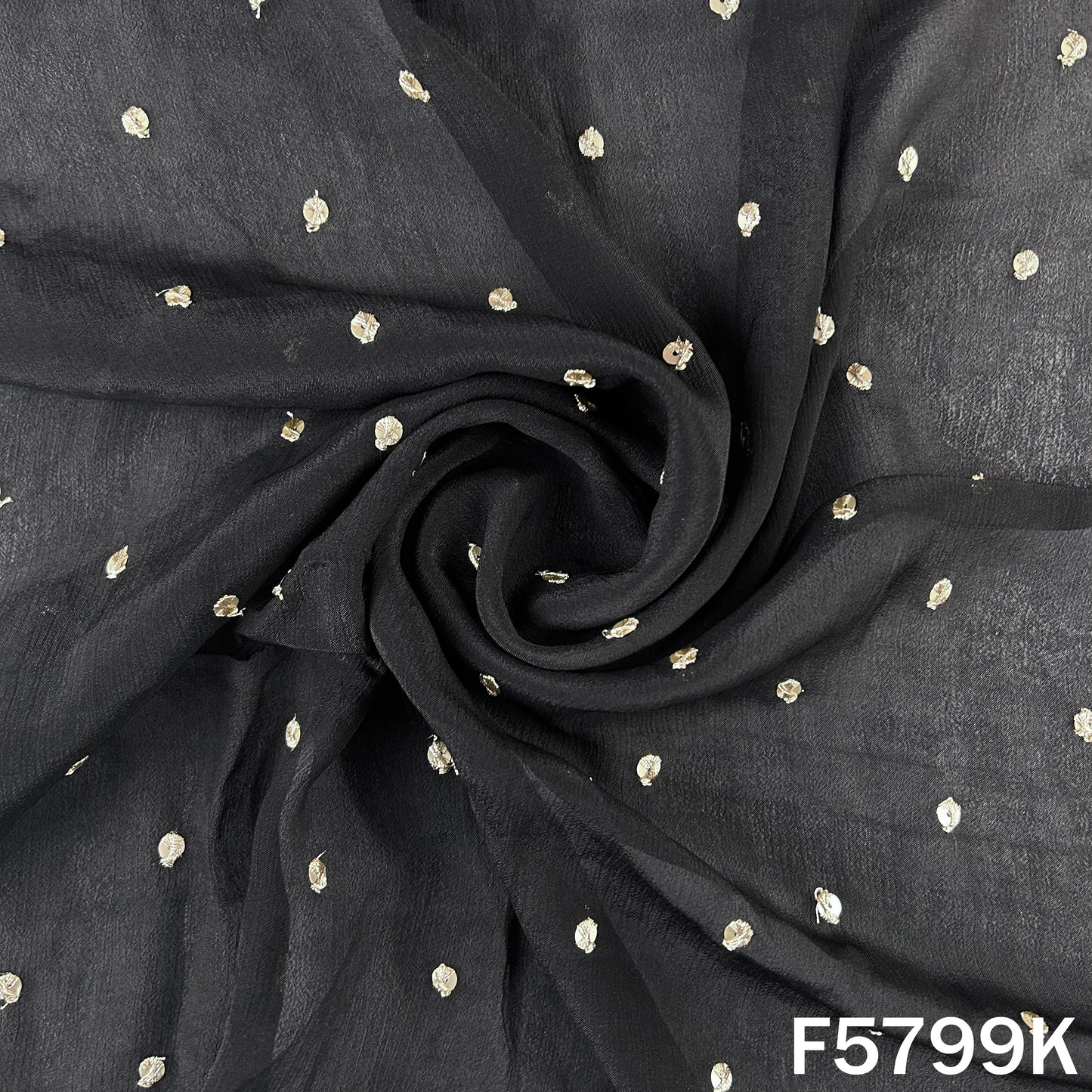 Zari Sequins Work Chinnon Chiffon Fabric - F5799