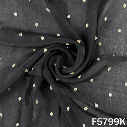Zari Sequins Work Chinnon Chiffon Fabric - F5799