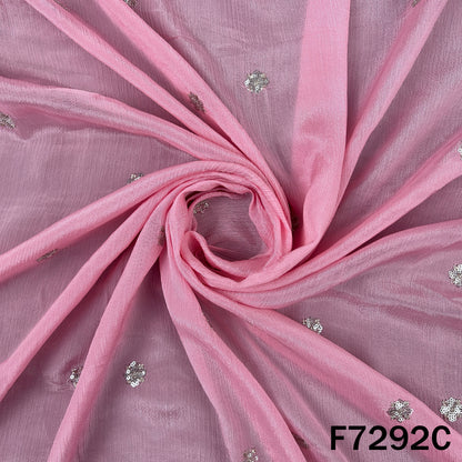 Zari Sequins Work Chinnon Chiffon Fabric - F7292