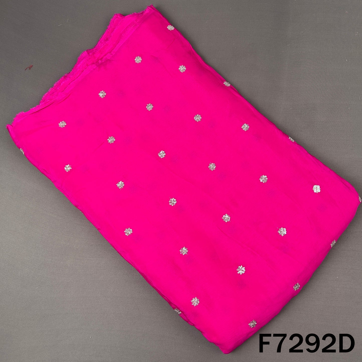 Zari Sequins Work Chinnon Chiffon Fabric - F7292