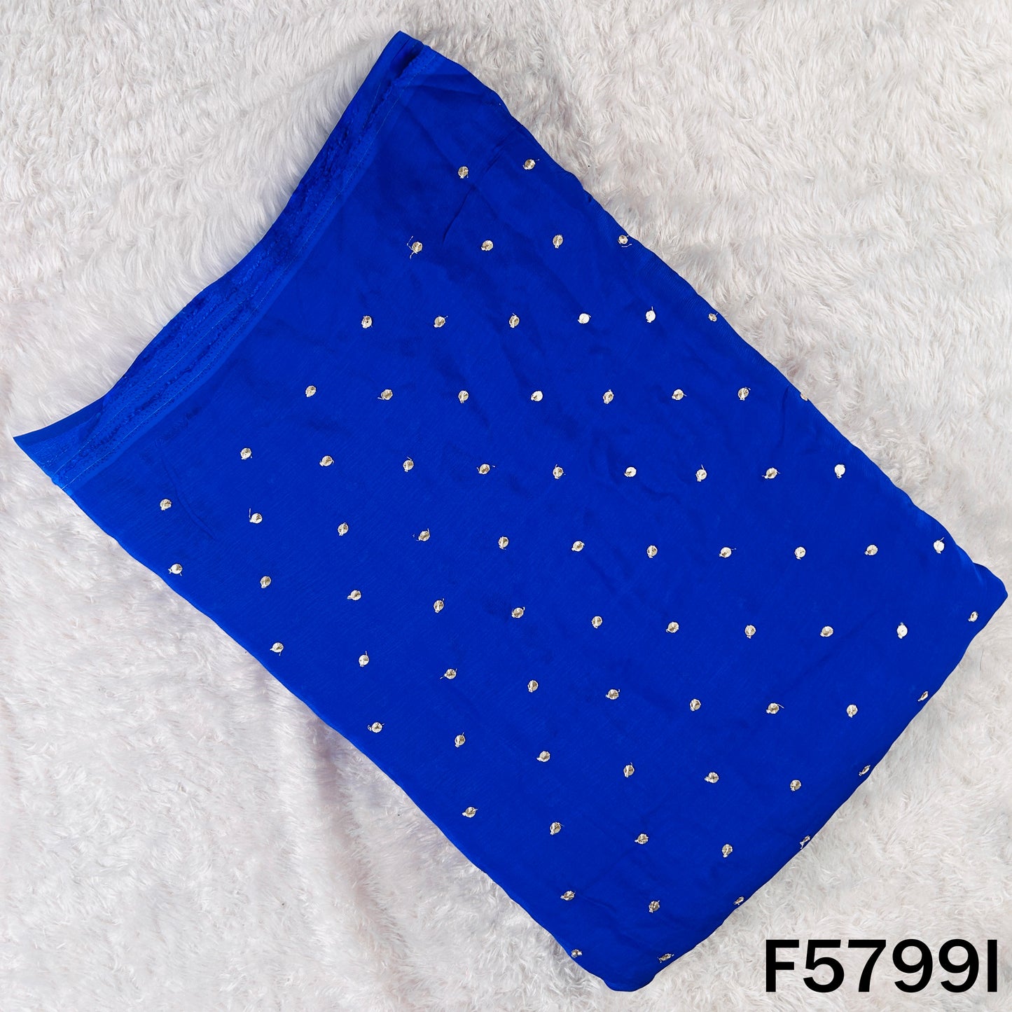 Zari Sequins Work Chinnon Chiffon Fabric - F5799