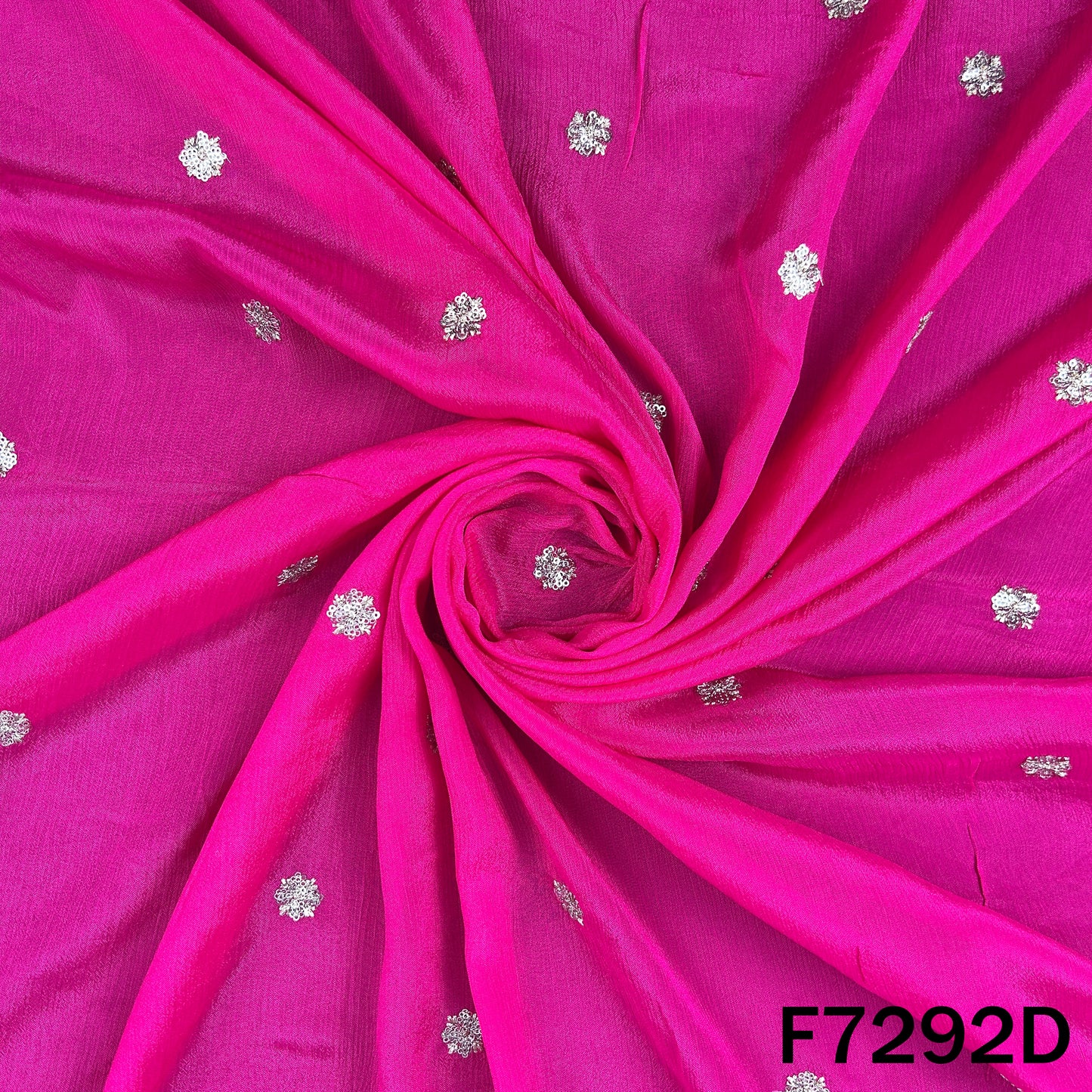 Zari Sequins Work Chinnon Chiffon Fabric - F7292