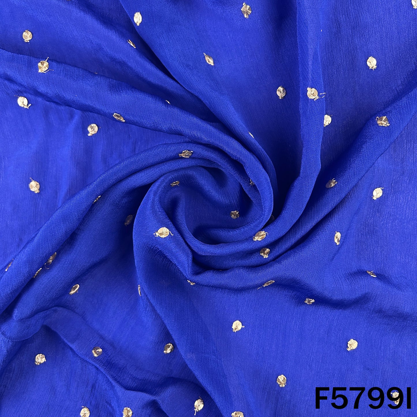 Zari Sequins Work Chinnon Chiffon Fabric - F5799