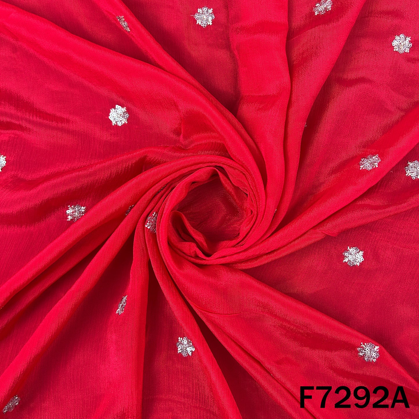Zari Sequins Work Chinnon Chiffon Fabric - F7292