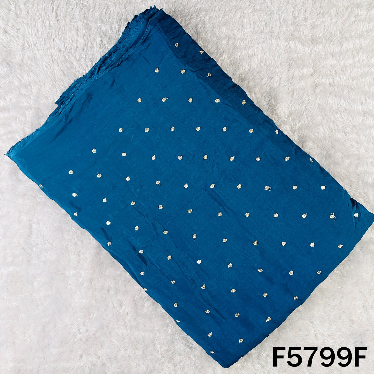 Zari Sequins Work Chinnon Chiffon Fabric - F5799