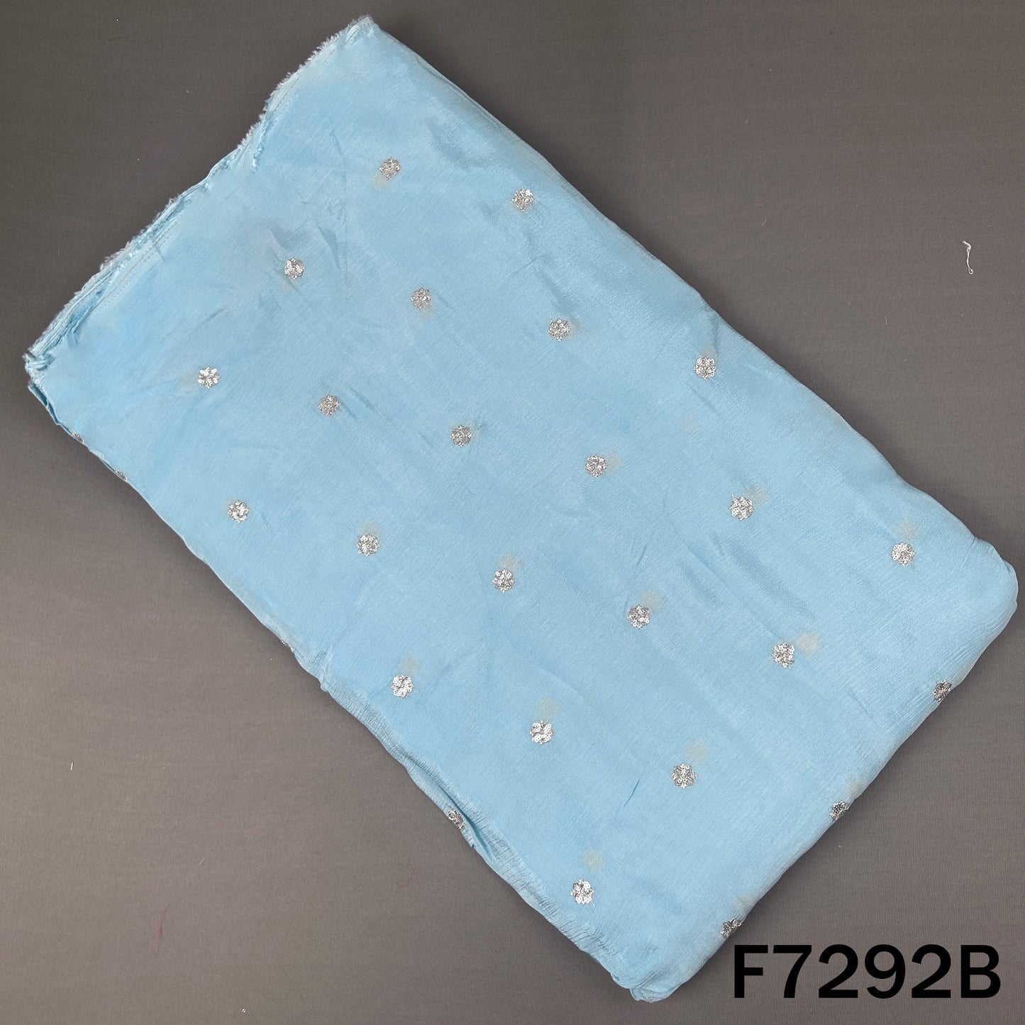 Zari Sequins Work Chinnon Chiffon Fabric - F7292