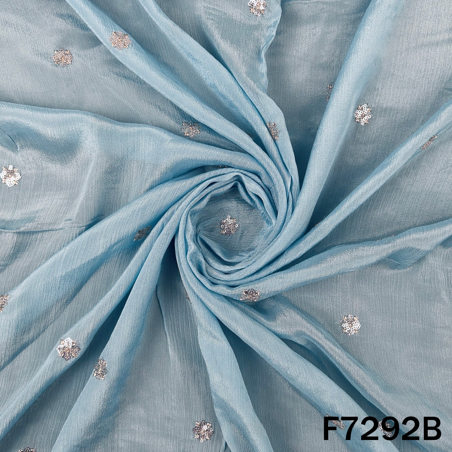 Zari Sequins Work Chinnon Chiffon Fabric - F7292