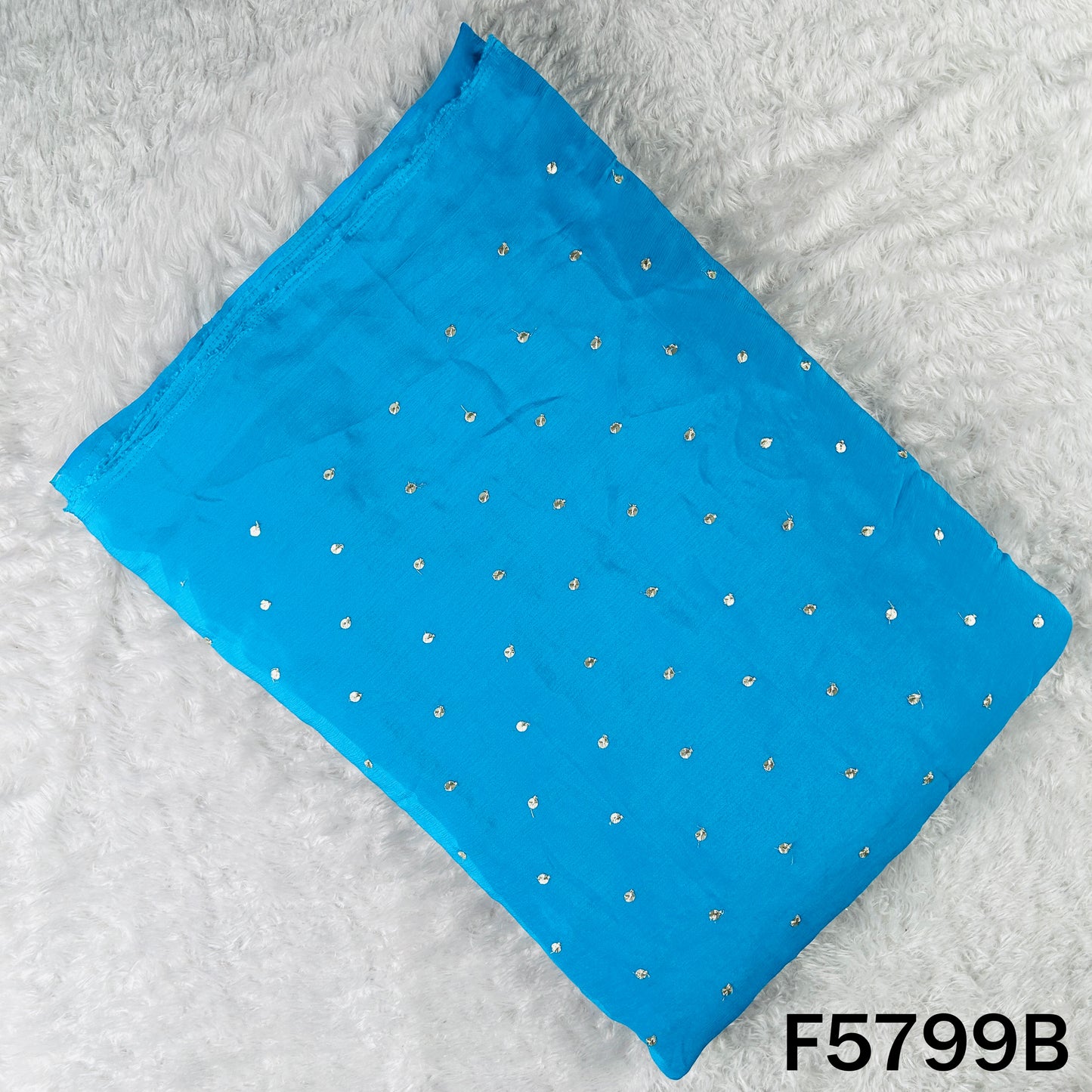 Zari Sequins Work Chinnon Chiffon Fabric - F5799