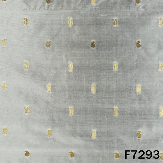 Dyeable Zari Buti Work Pure Silk Fabric - F7293