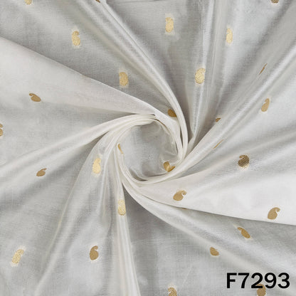 Dyeable Zari Buti Work Pure Silk Fabric - F7293