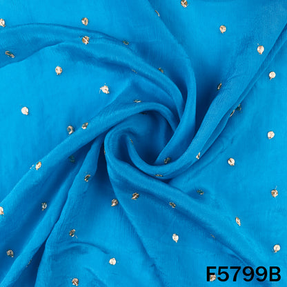 Zari Sequins Work Chinnon Chiffon Fabric - F5799
