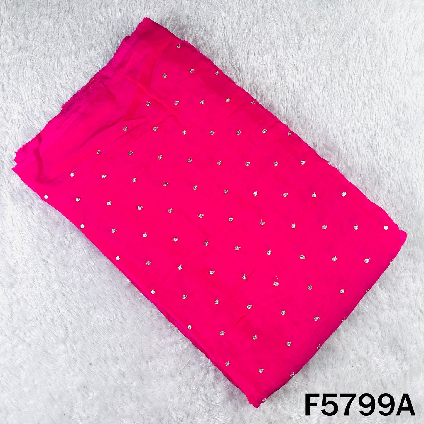 Zari Sequins Work Chinnon Chiffon Fabric - F5799