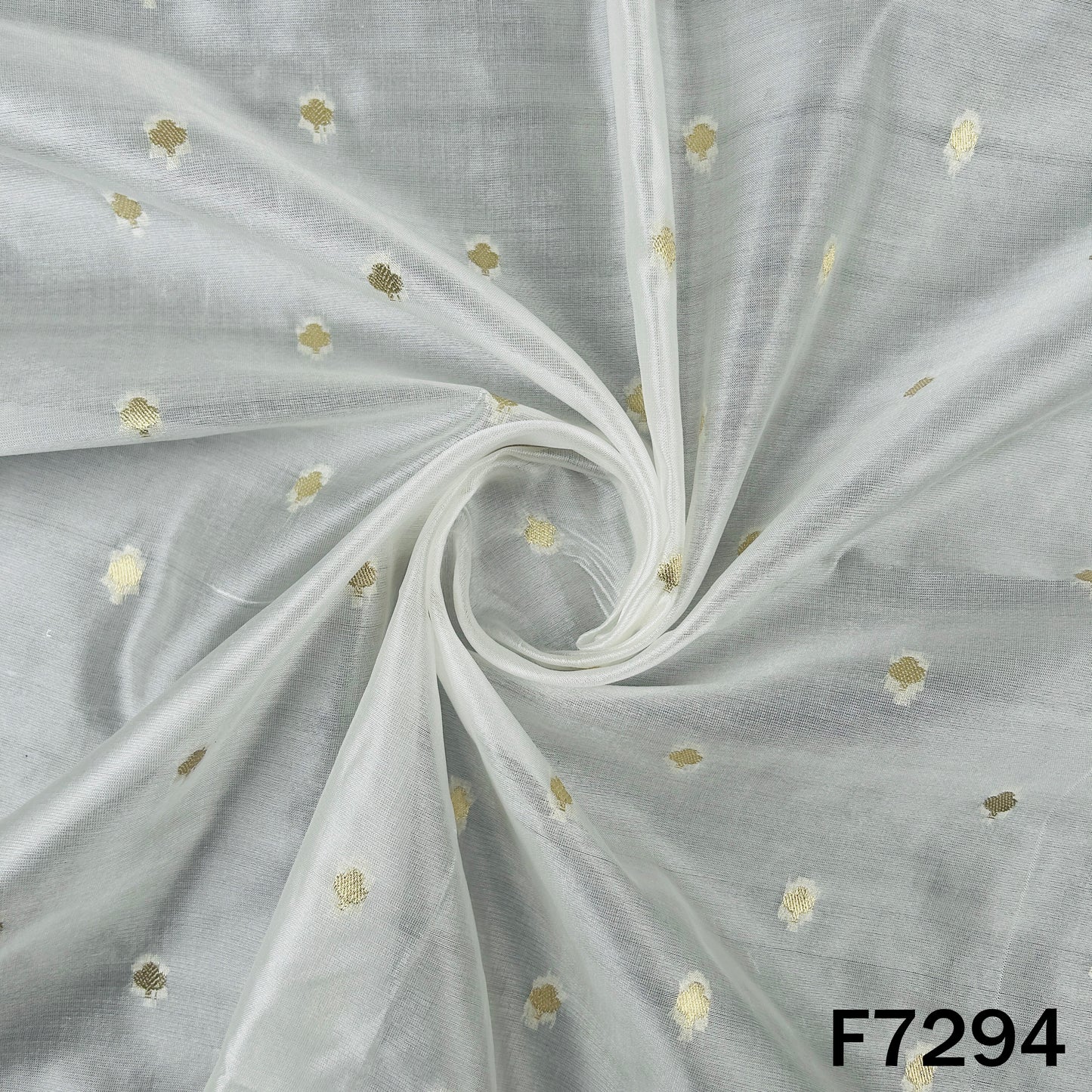 Dyeable Zari Buti Work Pure Silk Fabric - F7294